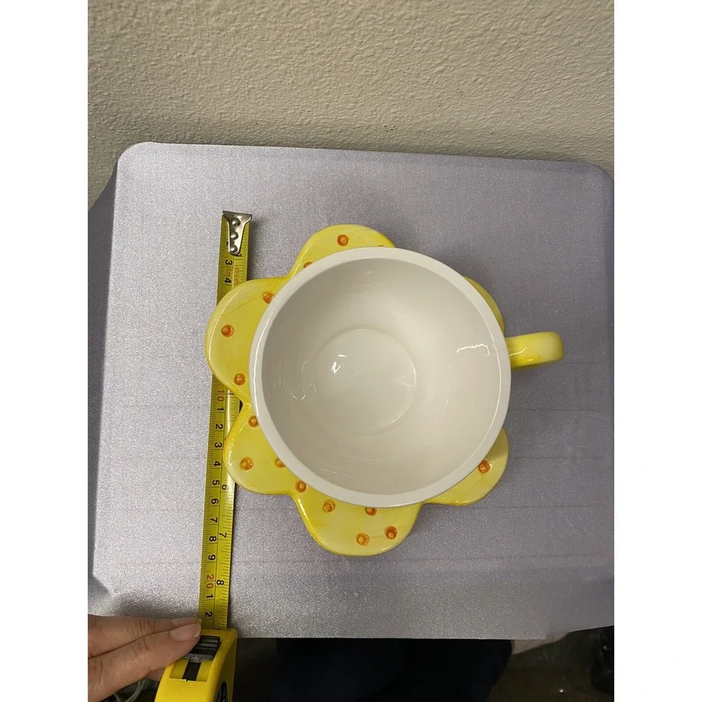 Betallic Ceramic Coffe Cup & Saucer flower Shape plate large cup Pre- owned
